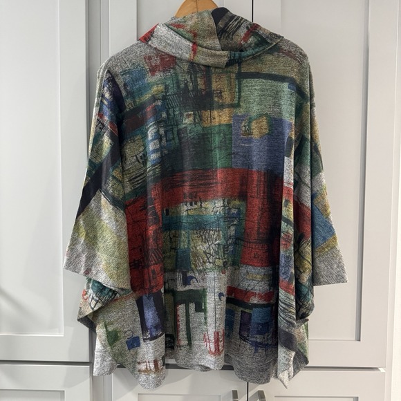 Inoah Cowl Neck Tunic Top Medium Bat Wing Sleeve Wearable Art Lagenlook City - Picture 3 of 8